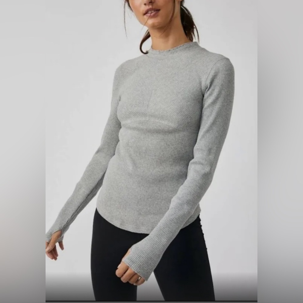 Free People movement Laura Long Sleeve Rib Top
